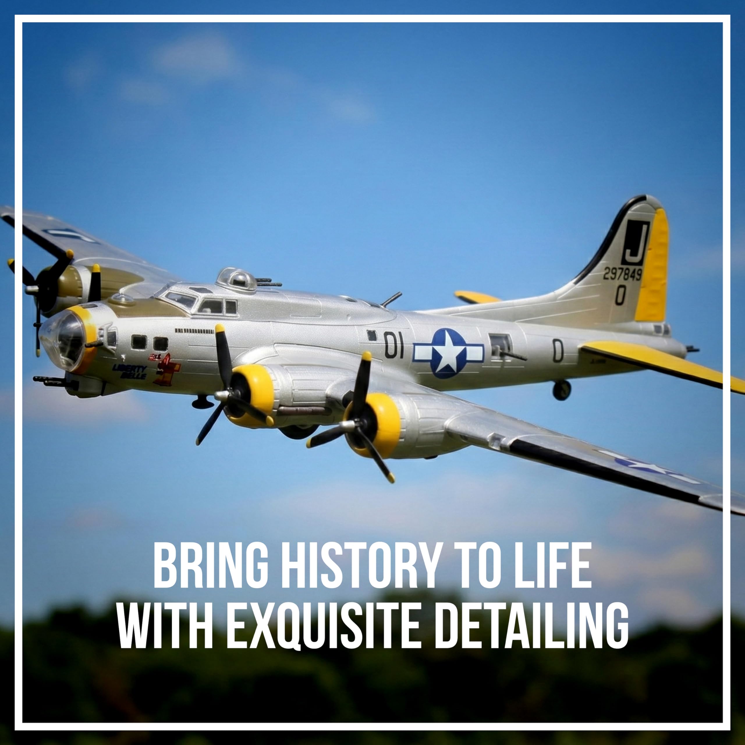 Daron Boeing B-17 Flying Fortress B-17G Die-Cast Model – 1:155 Scale WWII Heavy Bomber Replica with Display Stand, Highly Detailed, 5.75” Length x 8” Wingspan, Adult Collectible Ages 14+ - Image 7