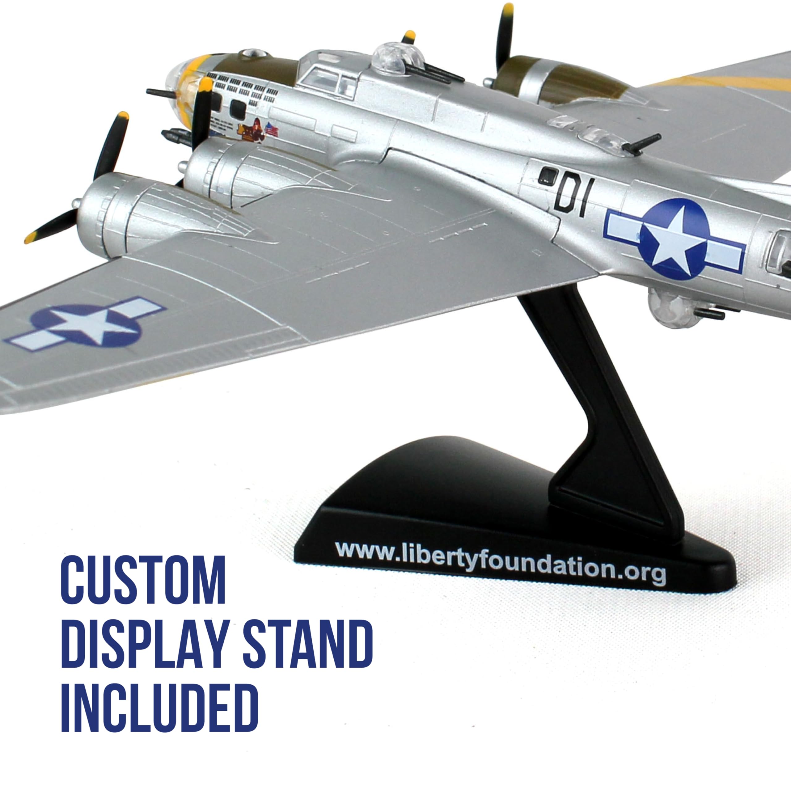 Daron Boeing B-17 Flying Fortress B-17G Die-Cast Model – 1:155 Scale WWII Heavy Bomber Replica with Display Stand, Highly Detailed, 5.75” Length x 8” Wingspan, Adult Collectible Ages 14+ - Image 8