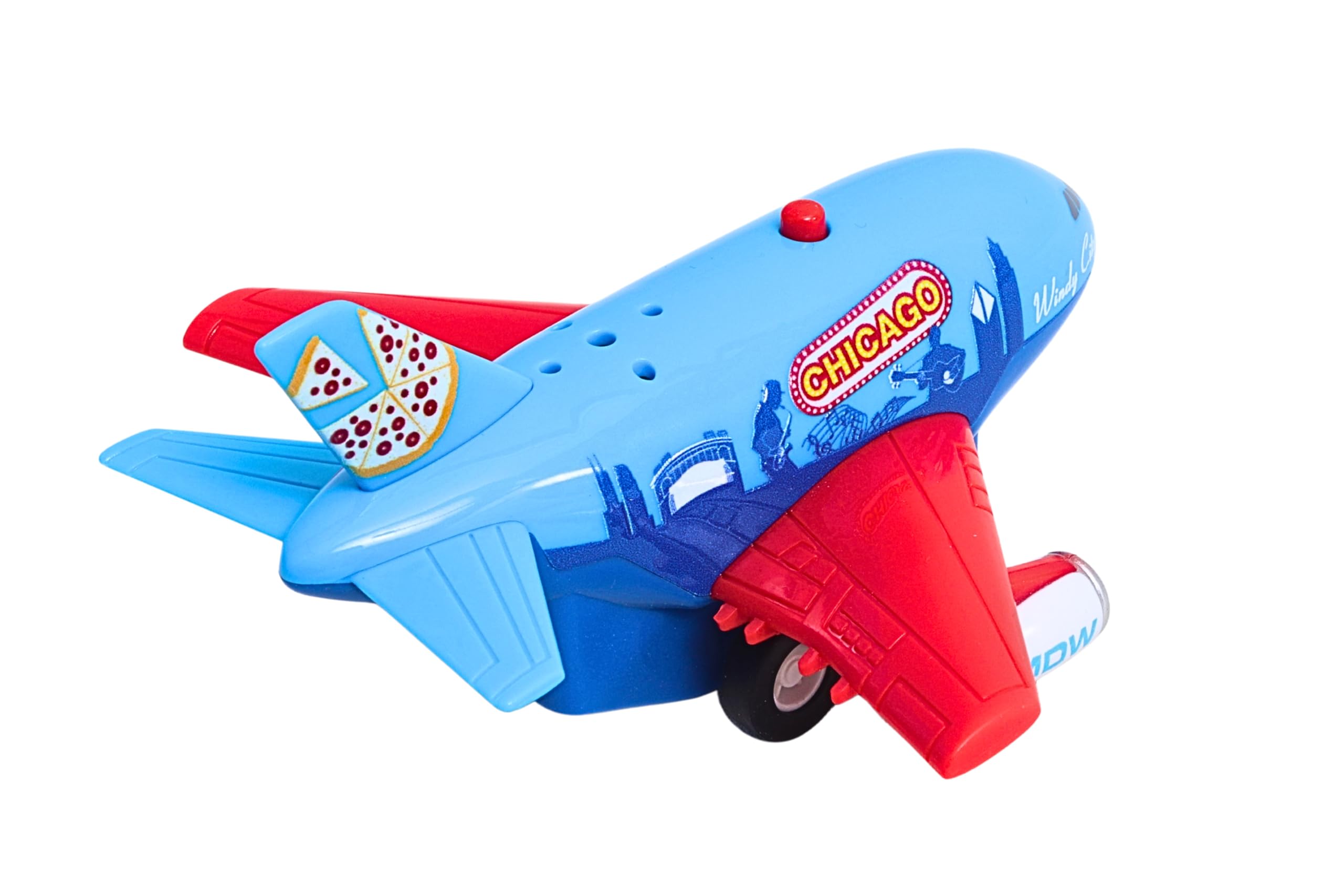 Daron Chicago Pullback Airplane – Light & Sound Jet Toy with Electronic Take-Off Sounds, 4¼-Inch Plastic Aircraft for Kids Ages 3+ - Image 4