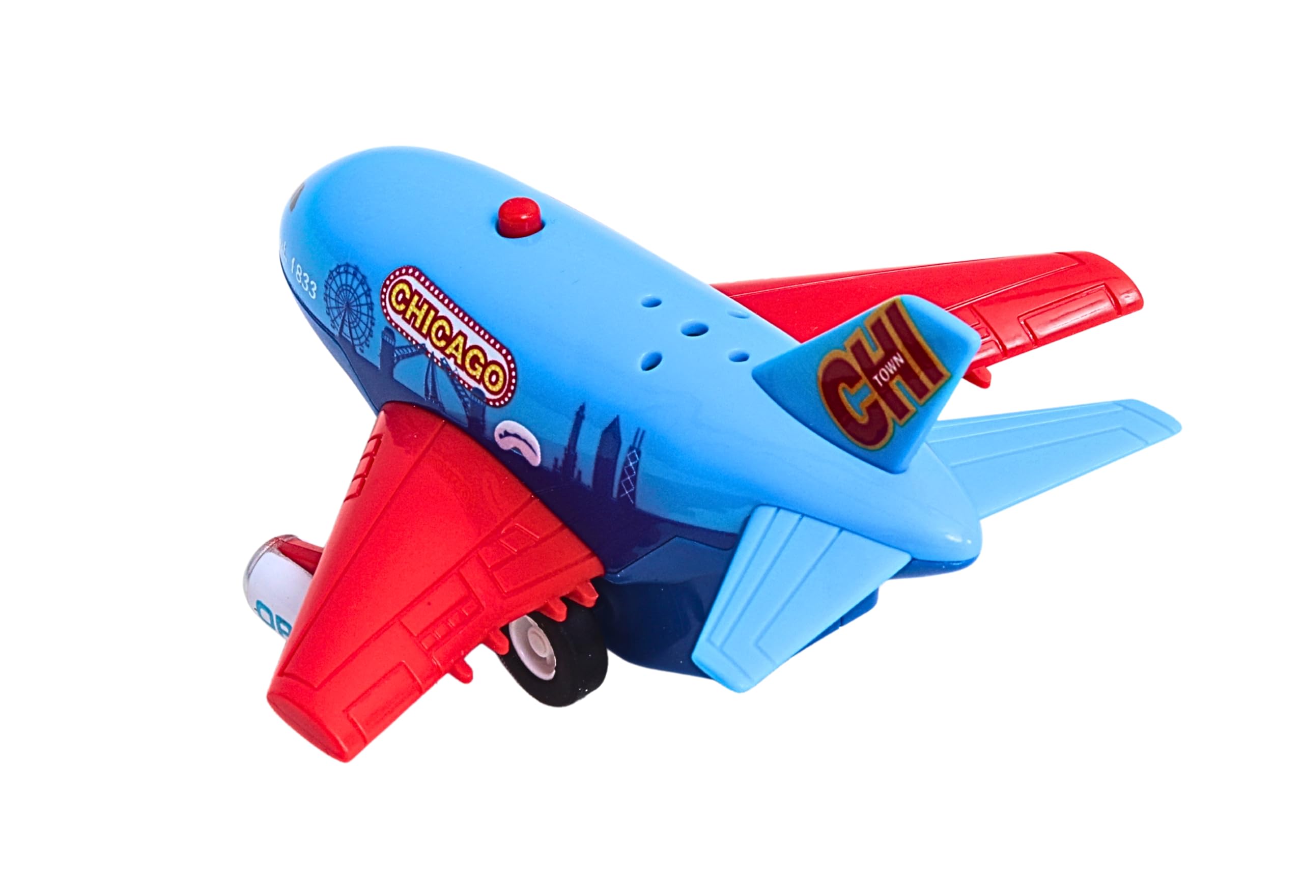 Daron Chicago Pullback Airplane – Light & Sound Jet Toy with Electronic Take-Off Sounds, 4¼-Inch Plastic Aircraft for Kids Ages 3+ - Image 5