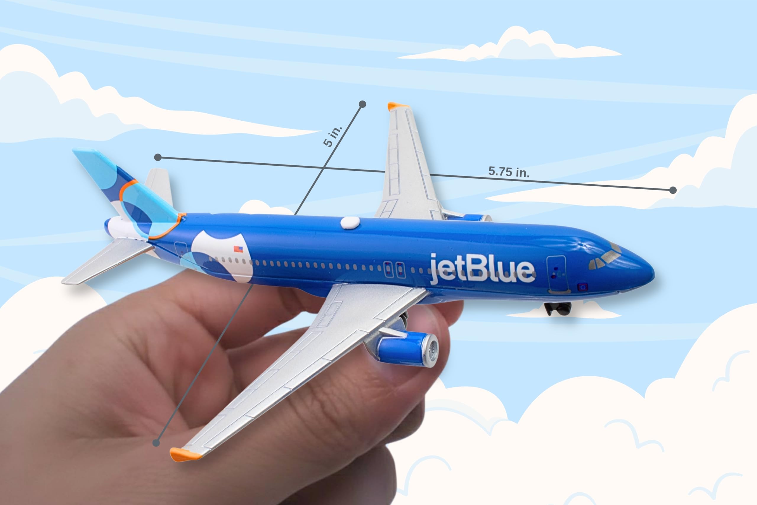 Daron jetBlue Airlines A320neo Spotlight Livery 1/100 Die-Cast Metal Single Plane Collectible Airplane Toy with Plastic Parts Ages 3+ - Image 3