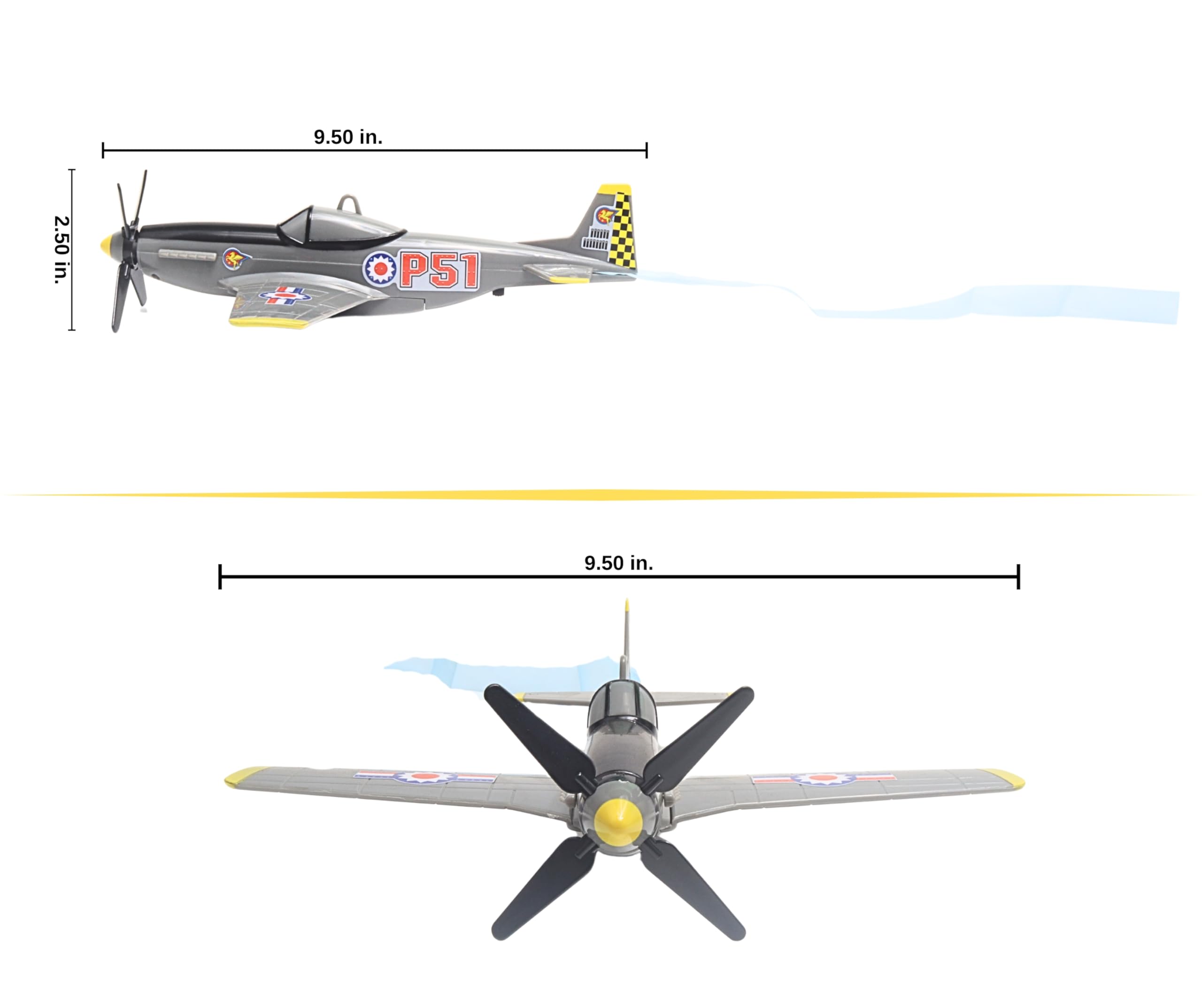 Daron Sky Fighter Flying Toy on a String , Grey - Image 3