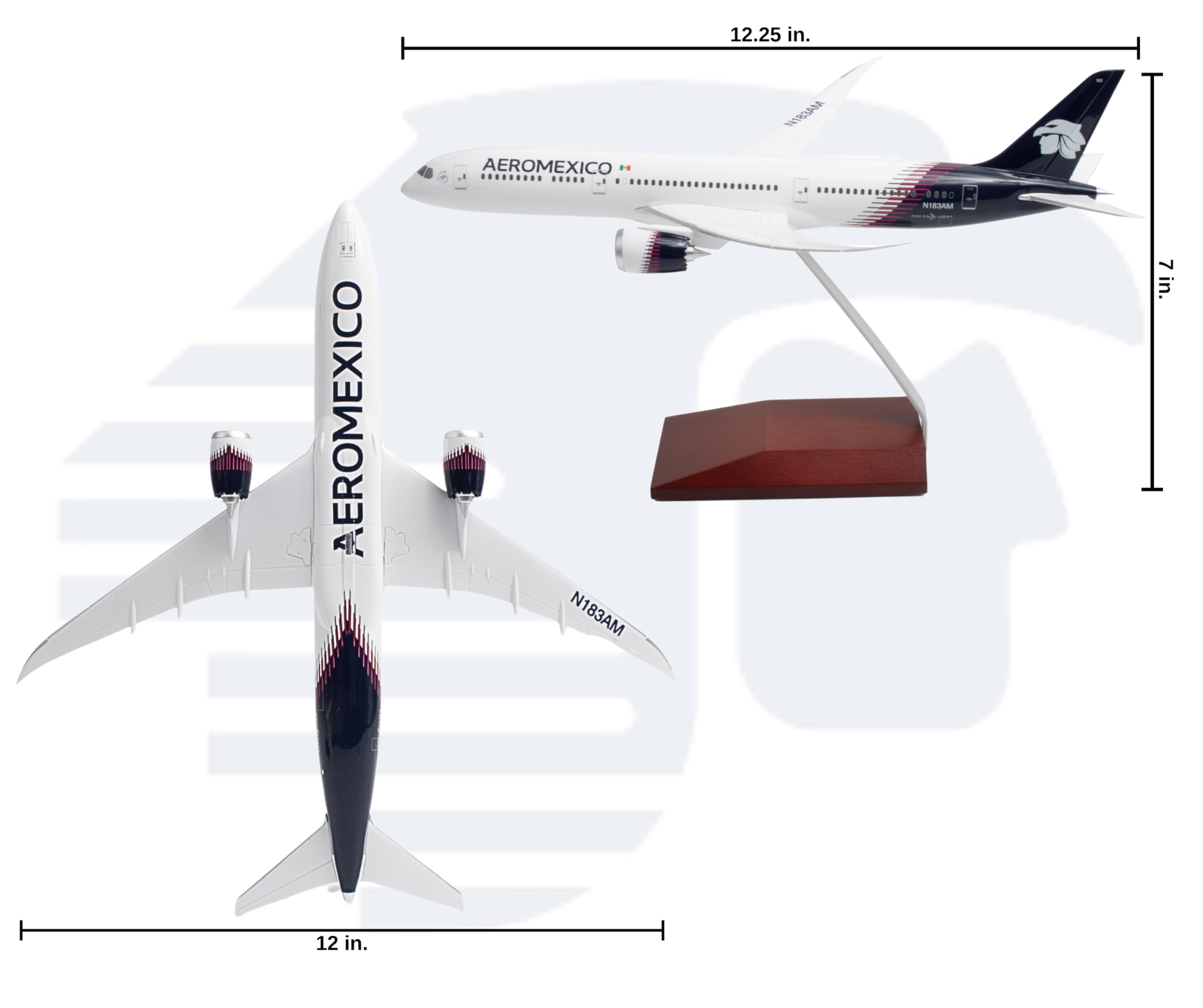 Daron Skymarks Aeroméxico 787-9 1/200 Collectible Injection-Molded Plastic Airplane Model with Plastic Display Stand for Ages 14+ - Image 3