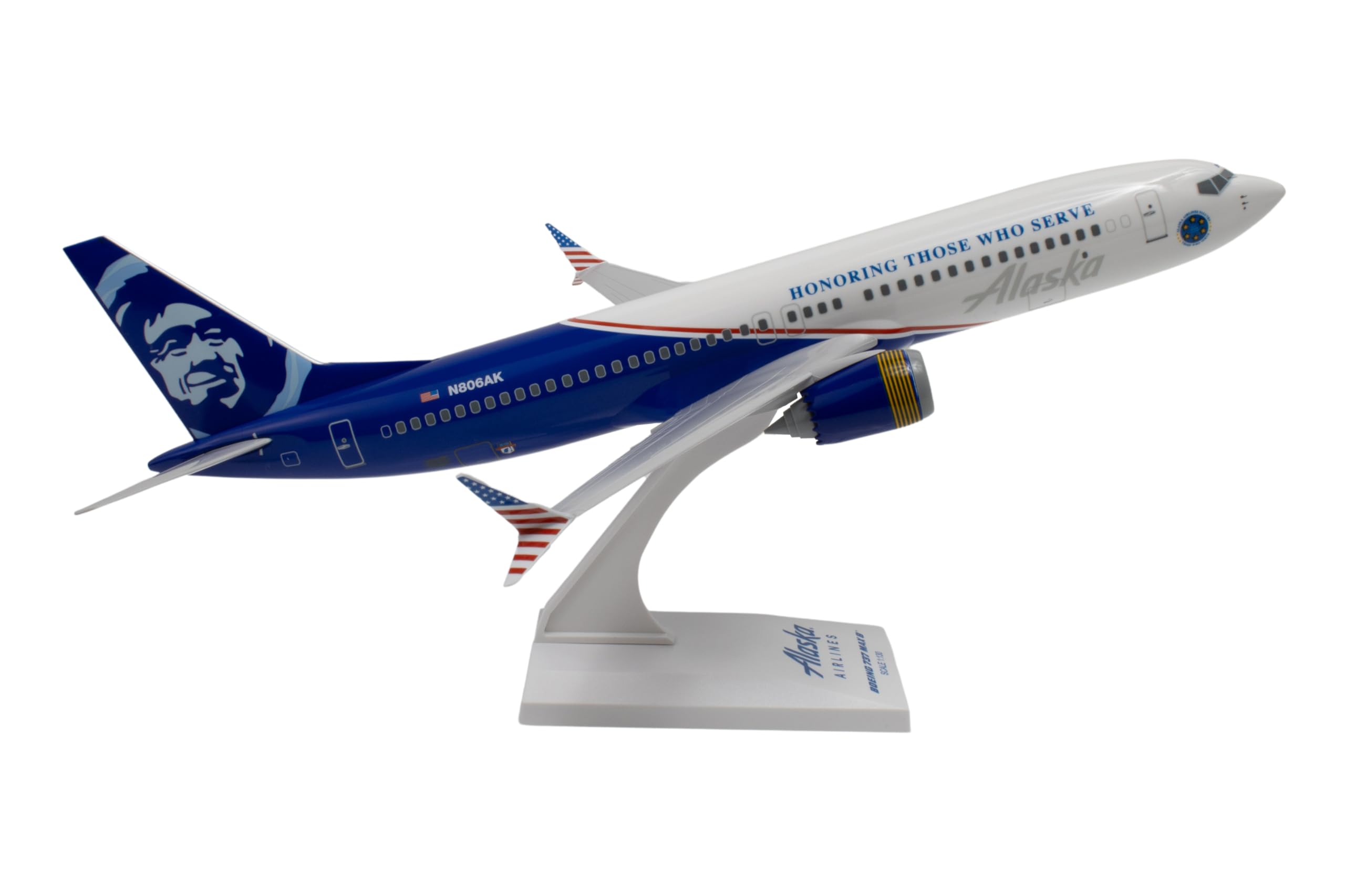 Daron SkyMarks Alaska 737 Max8 “Honoring Those Who Serve” 1/130 Injection-Molded Plastic Collectible Airplane Ages 14+ - Image 4