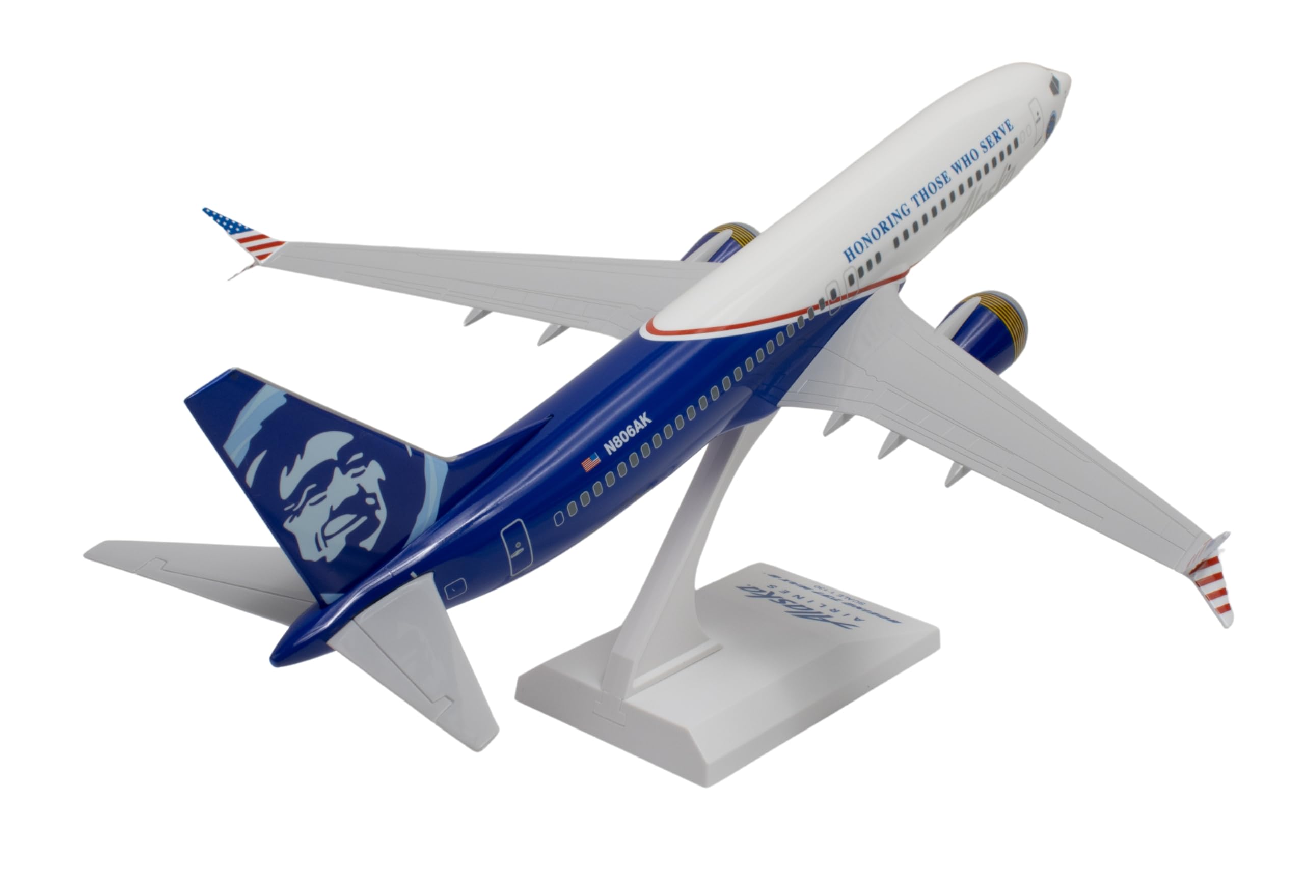 Daron SkyMarks Alaska 737 Max8 “Honoring Those Who Serve” 1/130 Injection-Molded Plastic Collectible Airplane Ages 14+ - Image 5