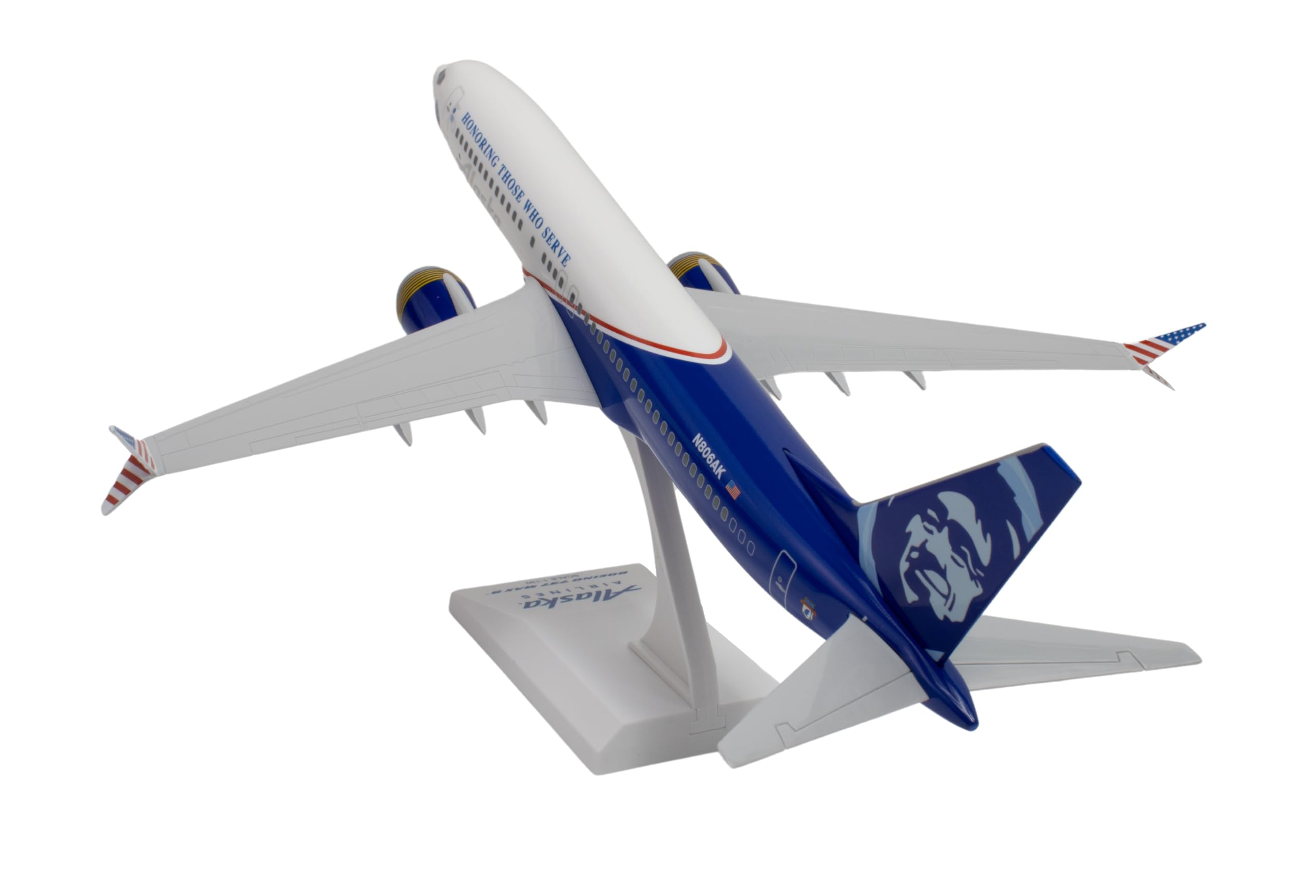 Daron SkyMarks Alaska 737 Max8 “Honoring Those Who Serve” 1/130 Injection-Molded Plastic Collectible Airplane Ages 14+ - Image 6