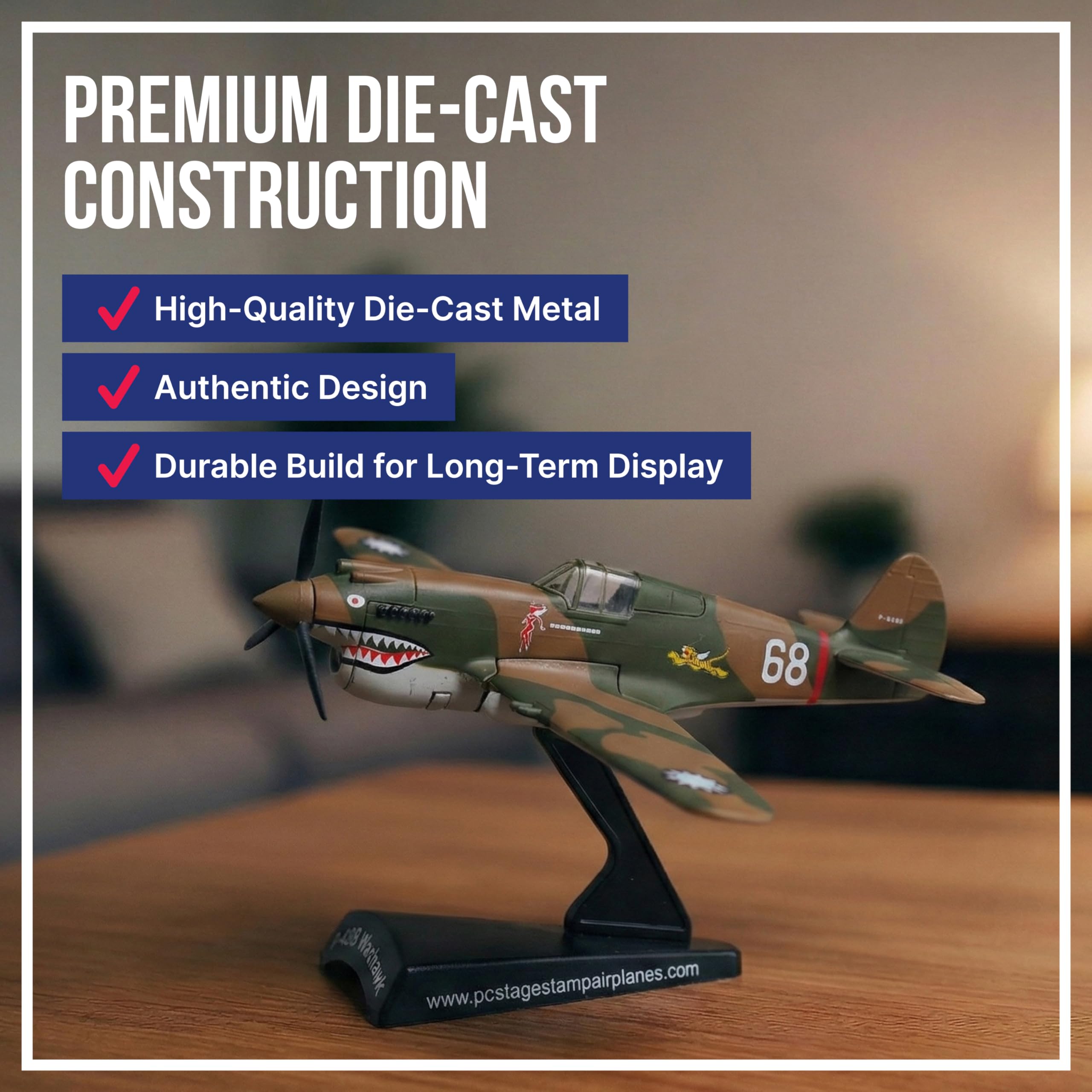 Daron Worldwide Trading P-40 Warhawk Hell's Angels 1:90 Vehicle, Brown , Black, Medium - Image 5