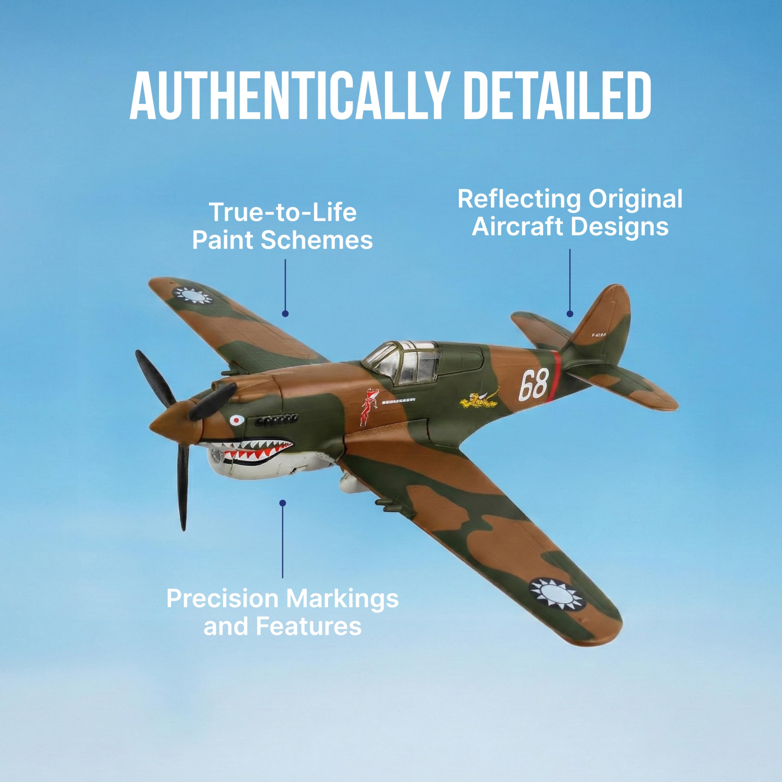 Daron Worldwide Trading P-40 Warhawk Hell's Angels 1:90 Vehicle, Brown , Black, Medium - Image 6