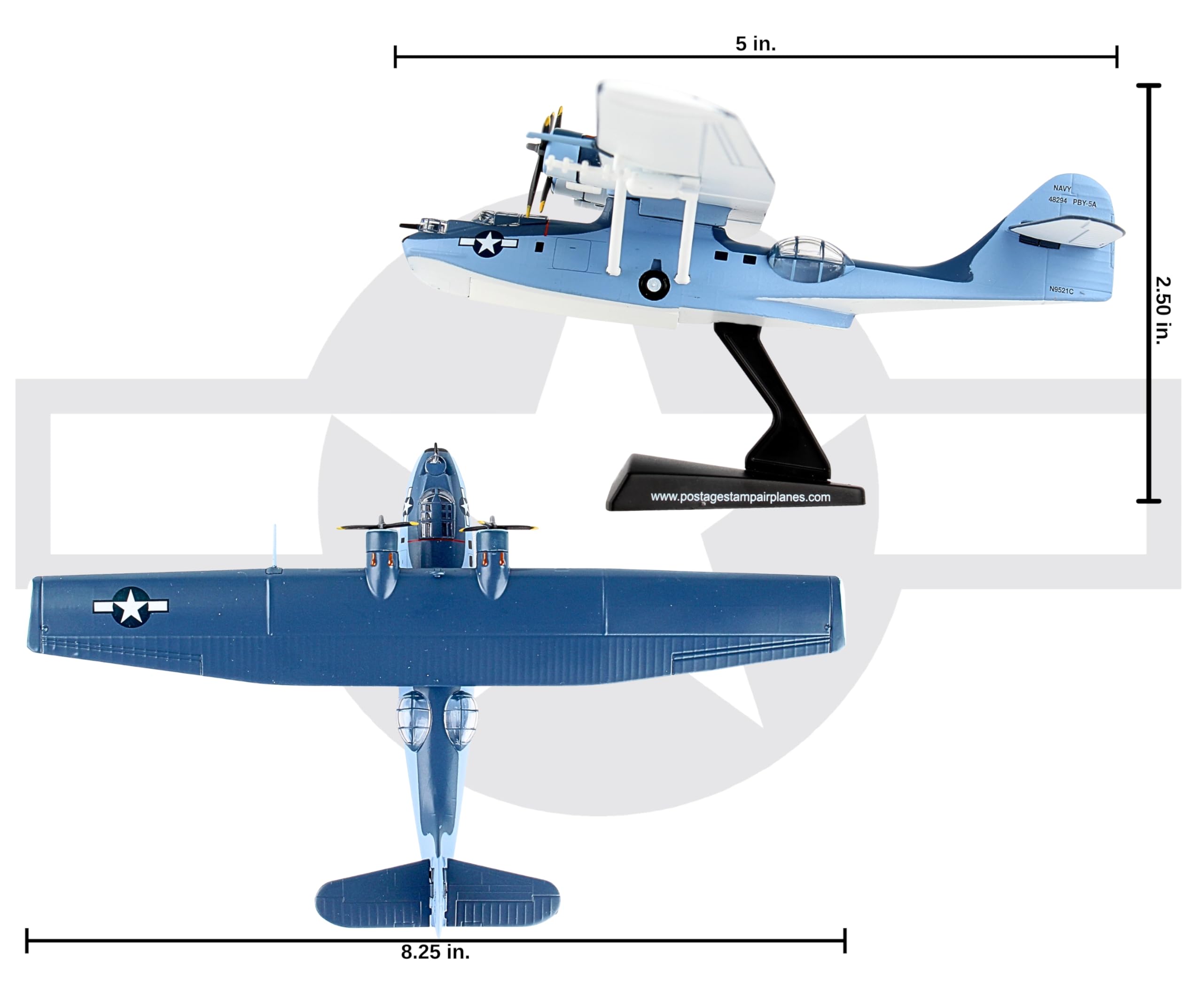 Daron Worldwide Trading Postage Stamp USN Pby5 Catalina 1/150 Airplane Model - Image 9