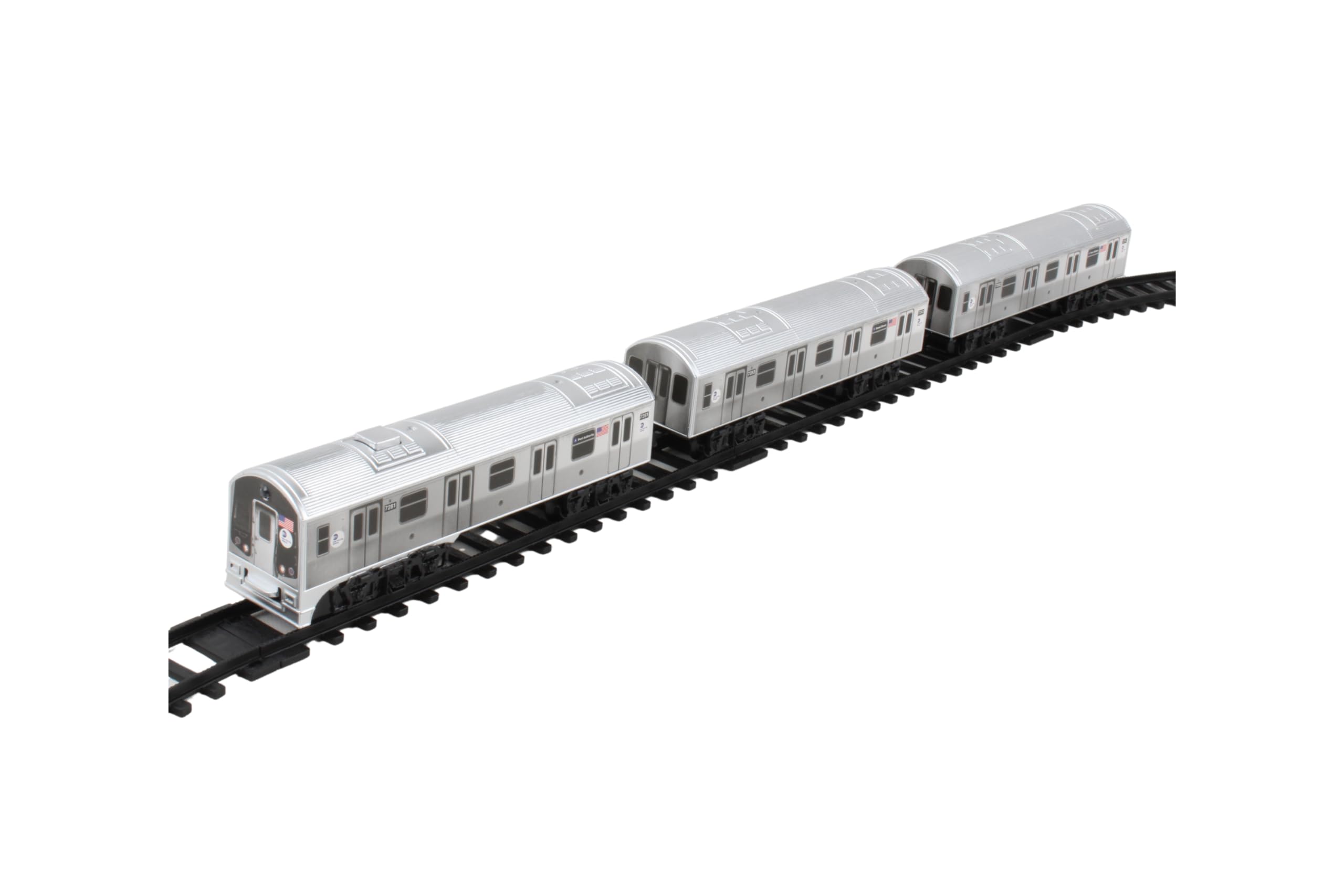 New York MTA New York City 3 Pc. Battery Operated Train Set with Track ,39" X 25",Silver - Image 4