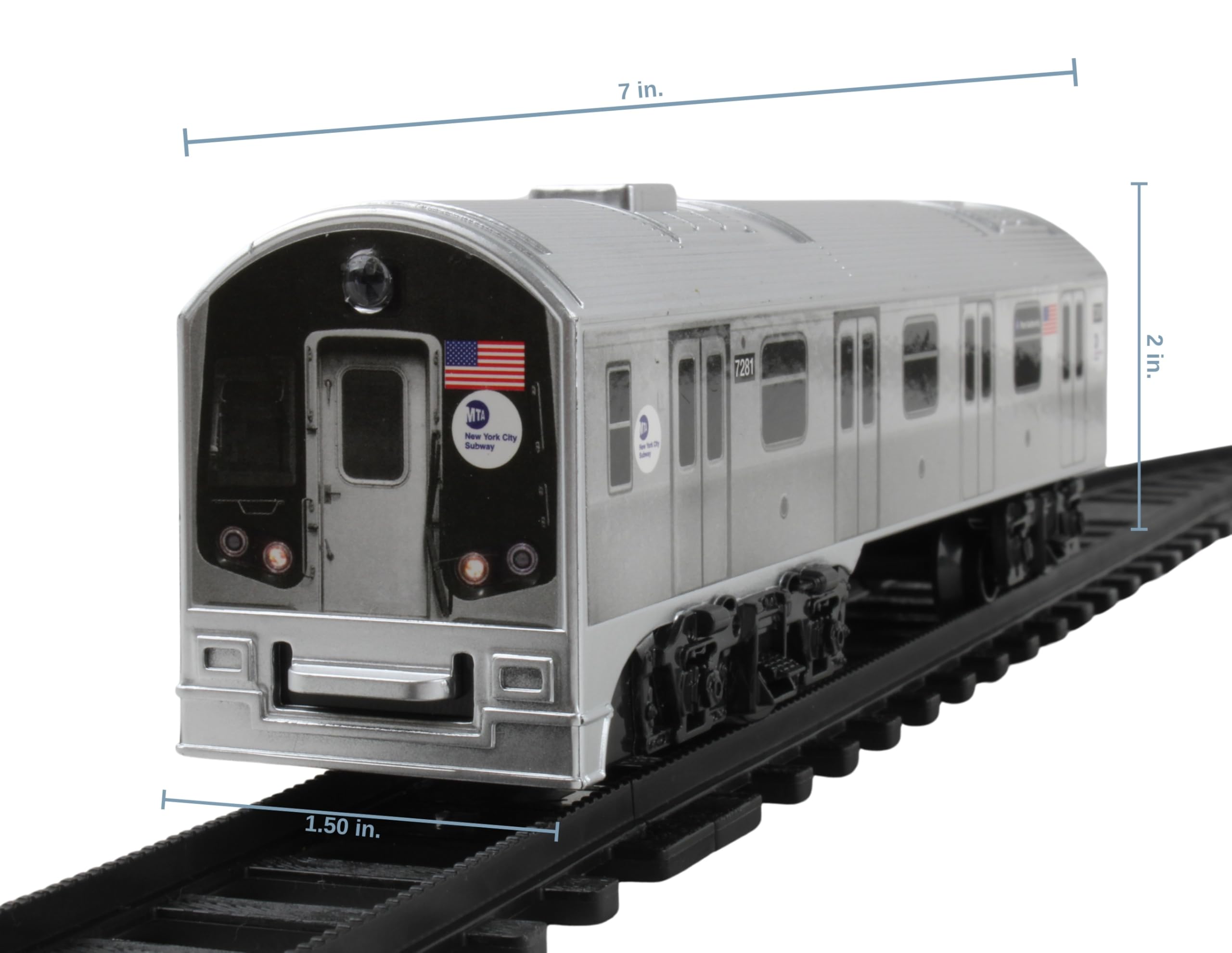 New York MTA New York City 3 Pc. Battery Operated Train Set with Track ,39" X 25",Silver - Image 8