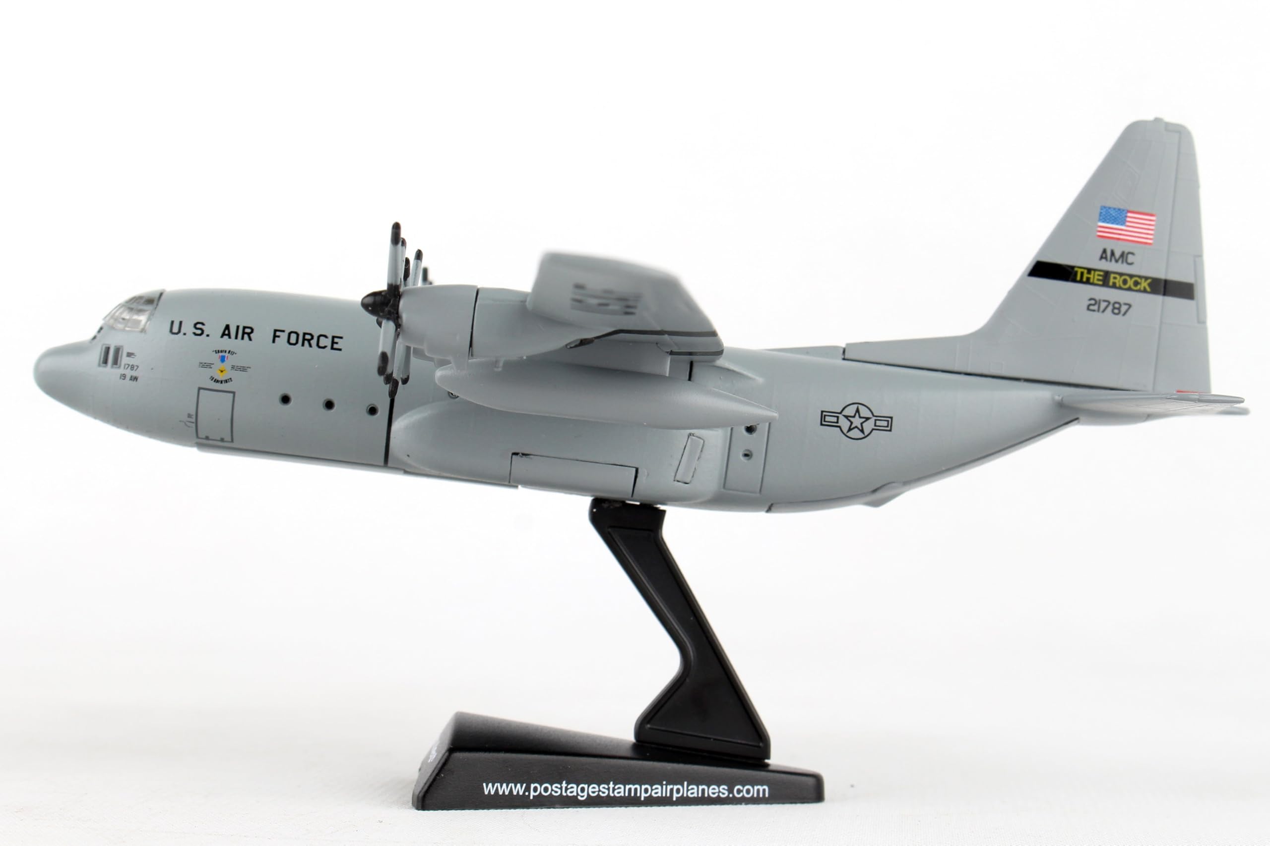 Postage Stamp C-130 USAF 1/200 Spare 617 Diecast Fighter Jet Model Airplane with Display Stand, Detailed Military Aircraft Model for Collectors - Image 7