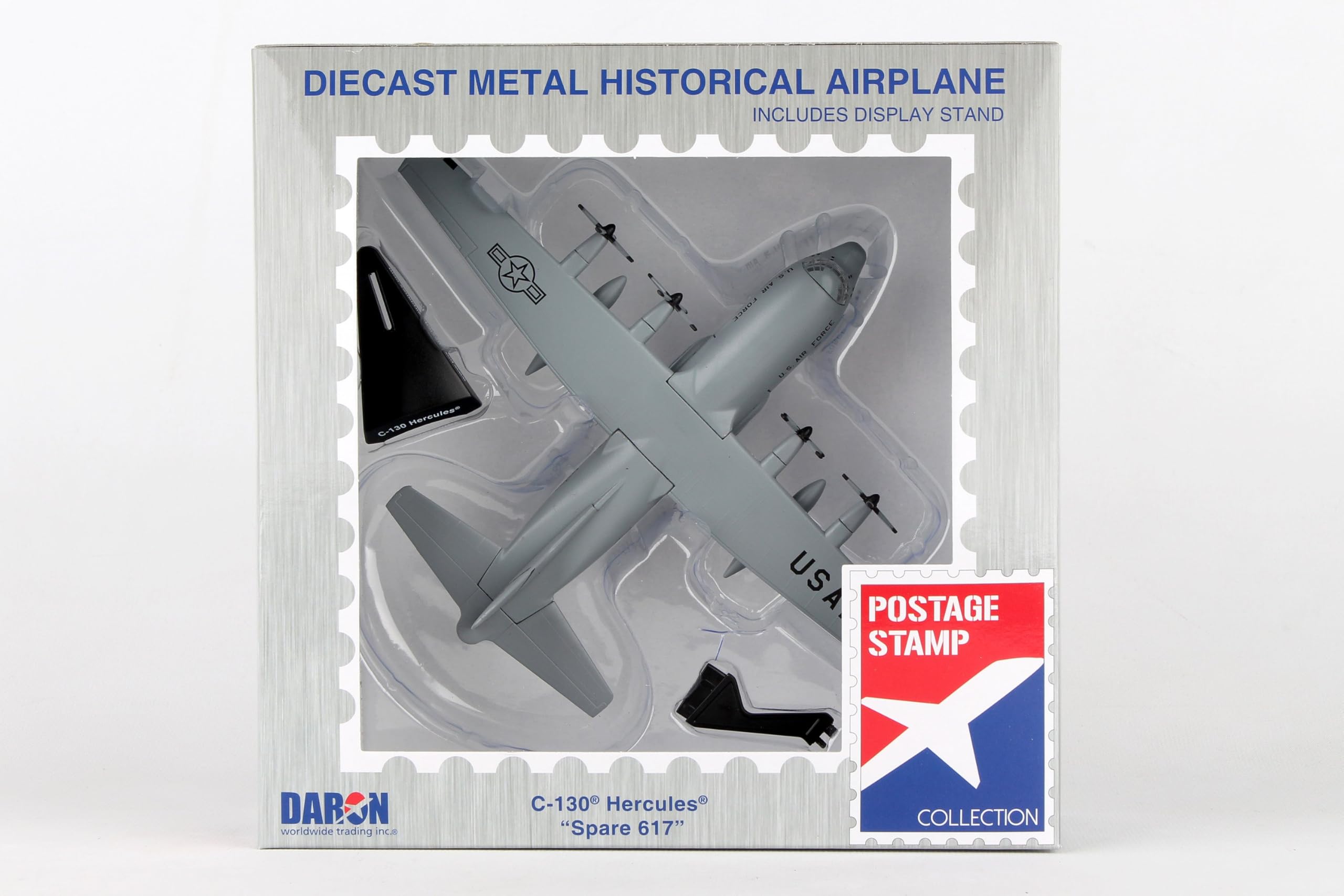 Postage Stamp C-130 USAF 1/200 Spare 617 Diecast Fighter Jet Model Airplane with Display Stand, Detailed Military Aircraft Model for Collectors - Image 8