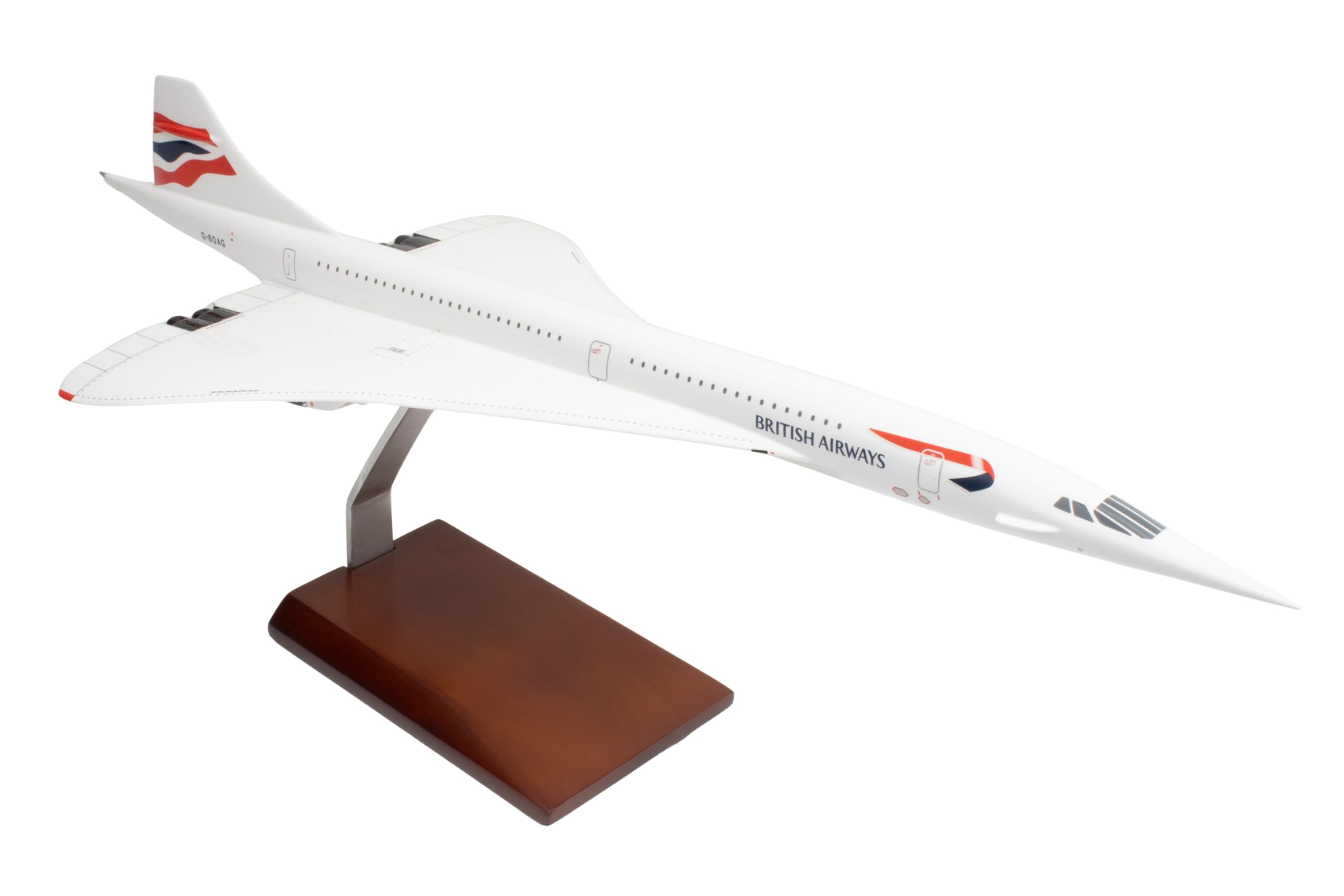 SkyMarks Elite British Airways Concorde 1/100 Scale Resin Display Model with Wood Stand– Officially Licensed Collectible Aircraft Replica for Ages 14+ - Image 3