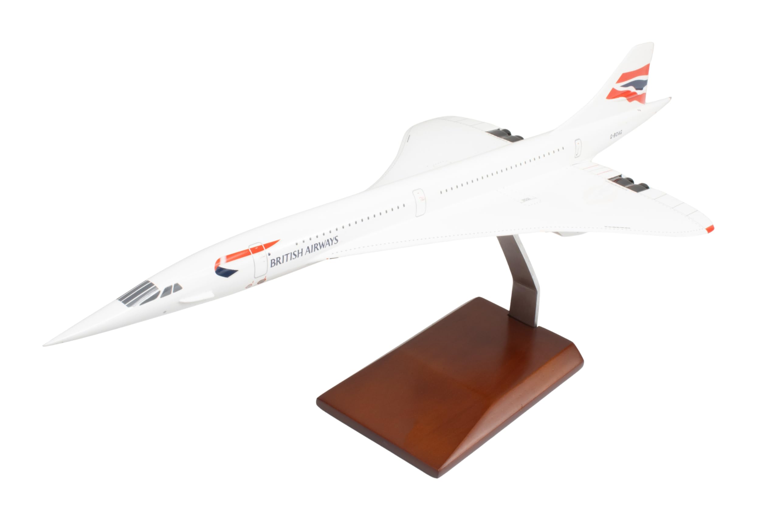 SkyMarks Elite British Airways Concorde 1/100 Scale Resin Display Model with Wood Stand– Officially Licensed Collectible Aircraft Replica for Ages 14+ - Image 4