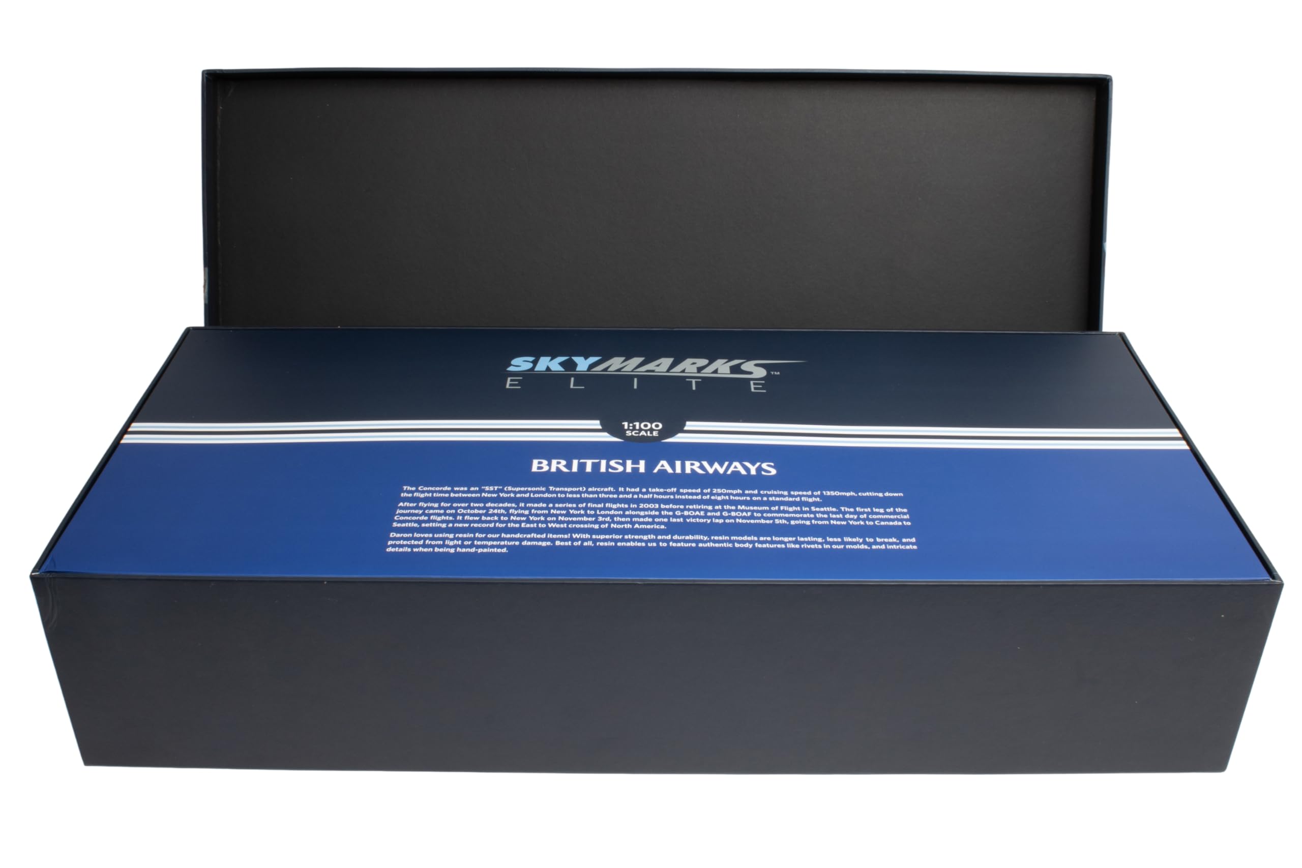 SkyMarks Elite British Airways Concorde 1/100 Scale Resin Display Model with Wood Stand– Officially Licensed Collectible Aircraft Replica for Ages 14+ - Image 6