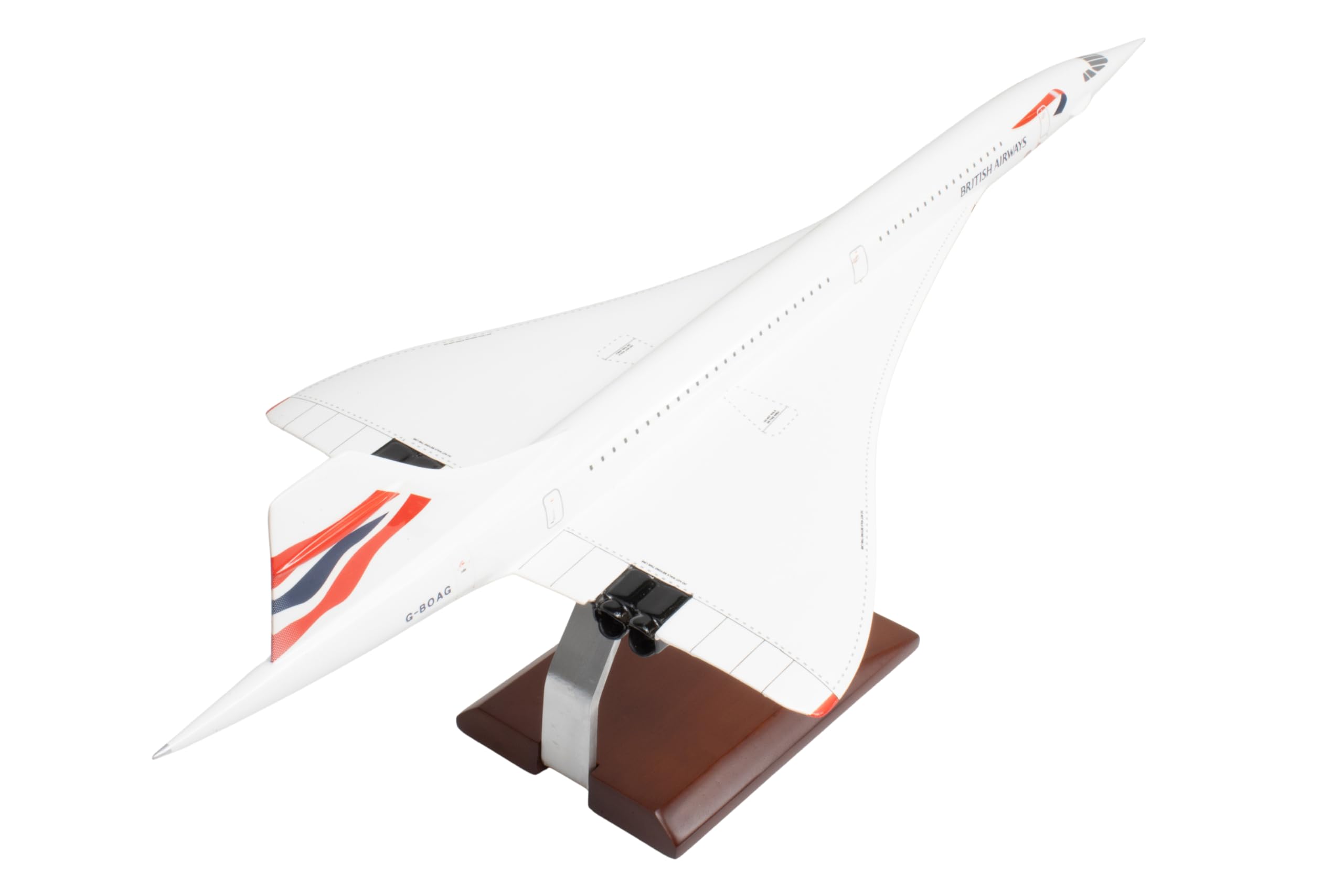 SkyMarks Elite British Airways Concorde 1/100 Scale Resin Display Model with Wood Stand– Officially Licensed Collectible Aircraft Replica for Ages 14+ - Image 8