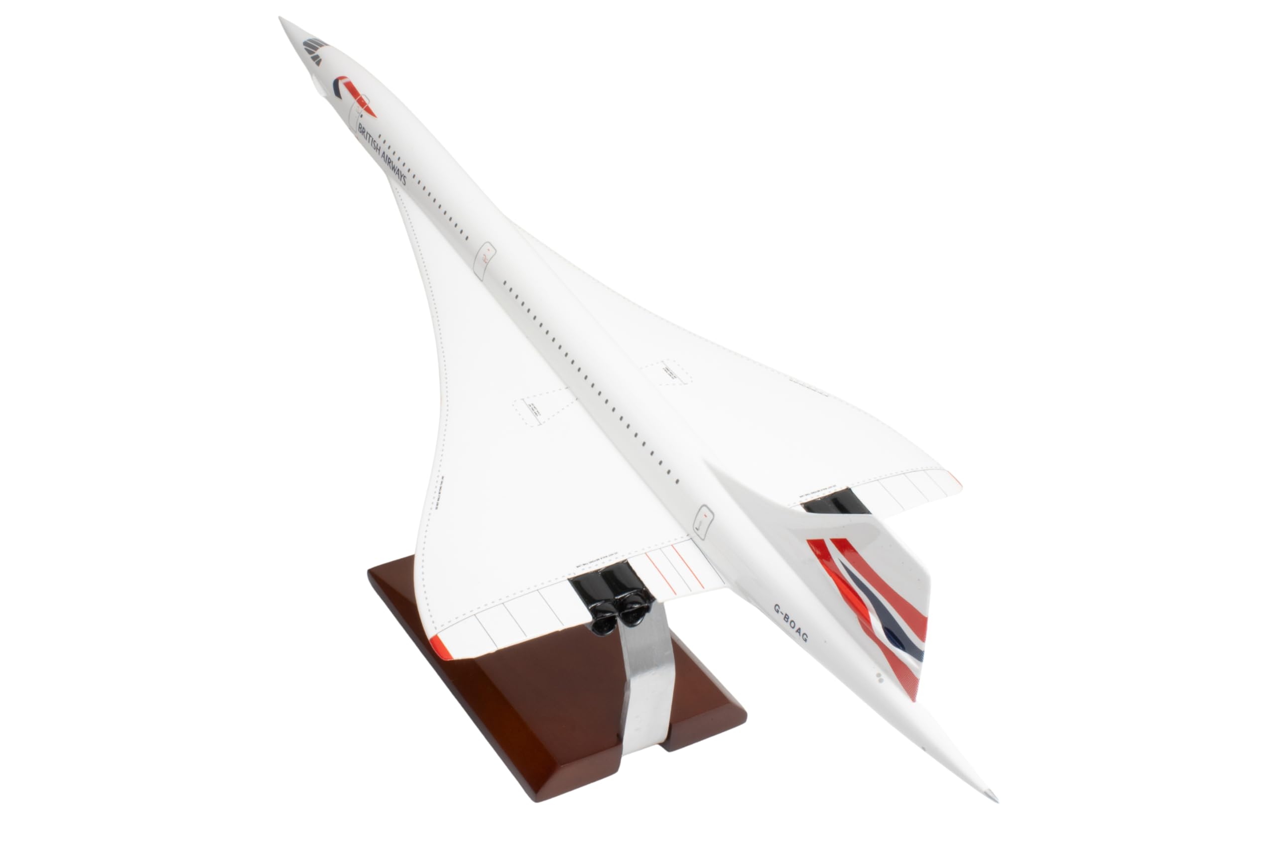 SkyMarks Elite British Airways Concorde 1/100 Scale Resin Display Model with Wood Stand– Officially Licensed Collectible Aircraft Replica for Ages 14+ - Image 9
