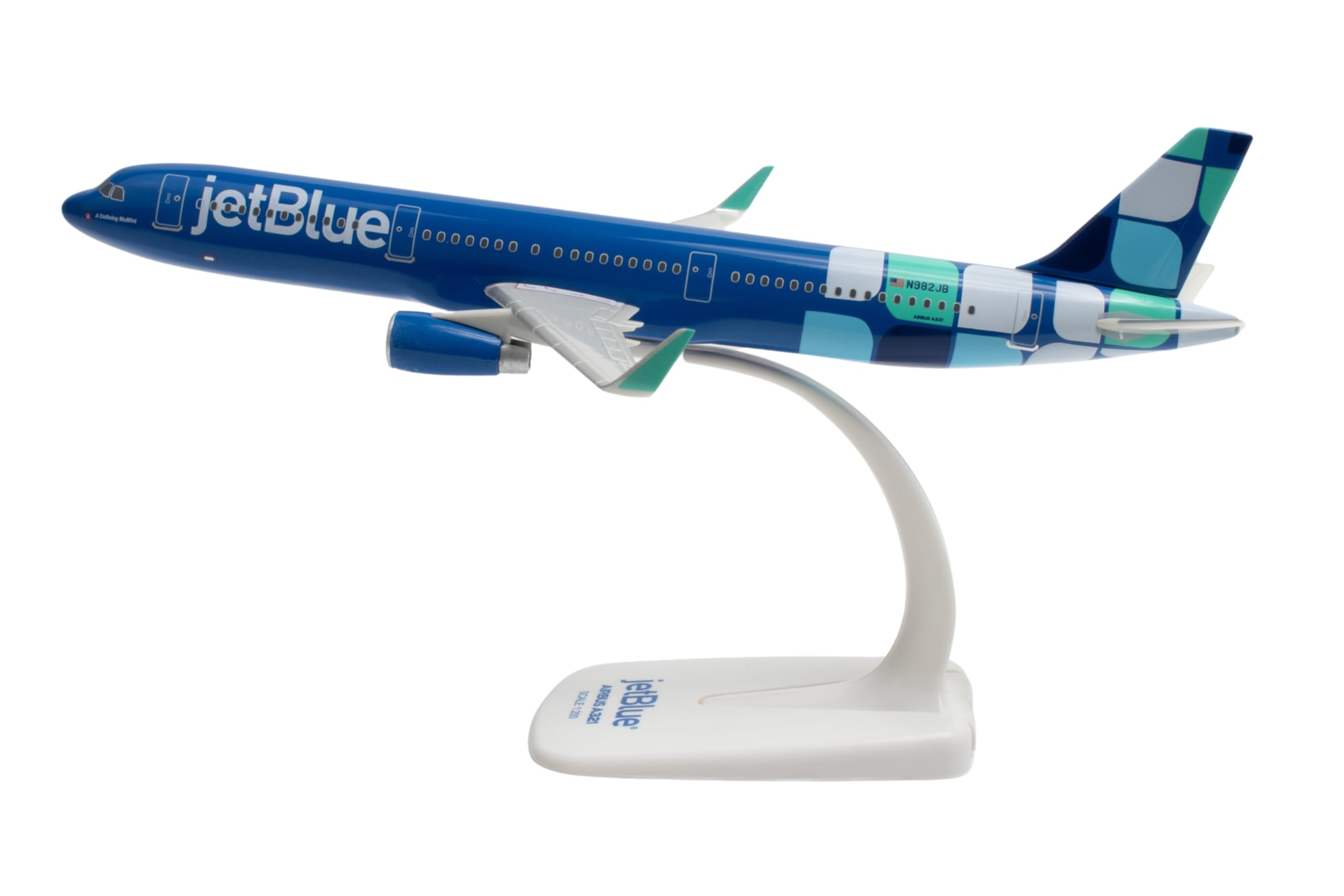 SkyMarks Flight JetBlue A321 1/200 Scale Die-Cast Style Injection-Molded Plastic Collectible Airplane Model with Display Stand, Officially Licensed, Ages 14+ - Image 4