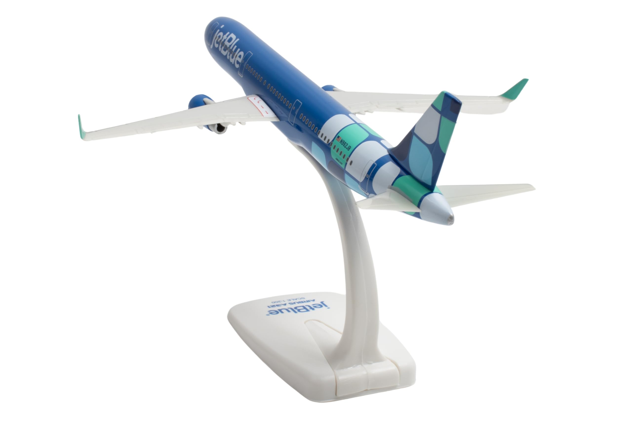 SkyMarks Flight JetBlue A321 1/200 Scale Die-Cast Style Injection-Molded Plastic Collectible Airplane Model with Display Stand, Officially Licensed, Ages 14+ - Image 6